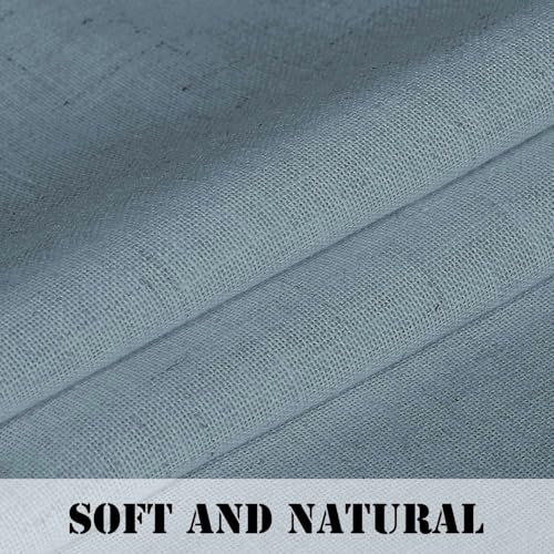 H.VERSAILTEX Stone Blue Linen Curtains 84 Inch Length for Living Room 2 Panels Set Rod Pocket Light Filtering Semi Sheer Curtains for Bedroom Country Farmhouse Drapes 52x84 Long