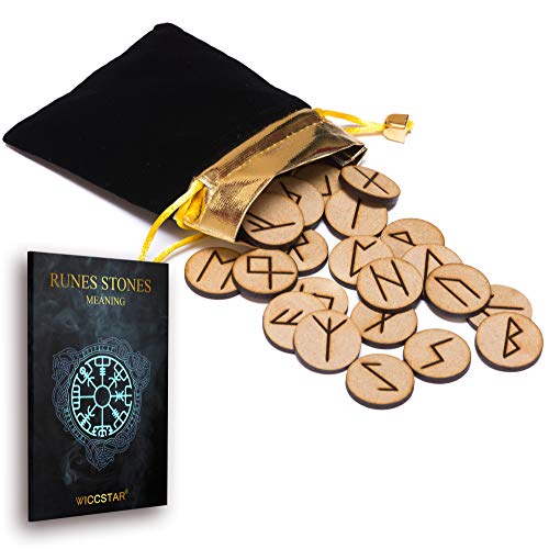 Viking Rune Stones Set for Divination with Beginner Guide and Pouch
