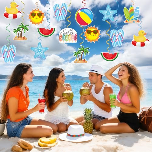54 Pcs Summer Beach Paper Cutouts for Bulletin Board Decorations