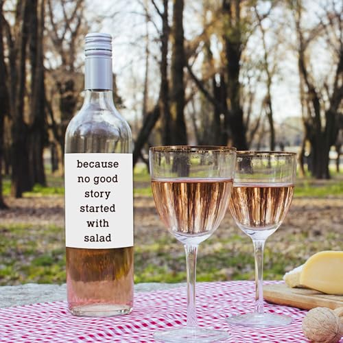 SDLSETW 8 Pcs Funny Wine Bottle Labels 4x5 Inch - White Gift Stickers for Weddings & Parties