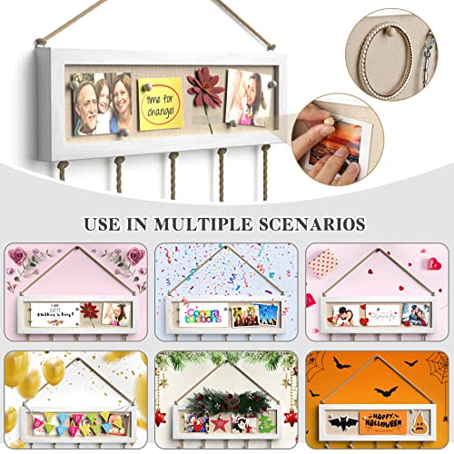 Rustic Wood Collage Picture Frame with Bulletin Board and Hanging Clips