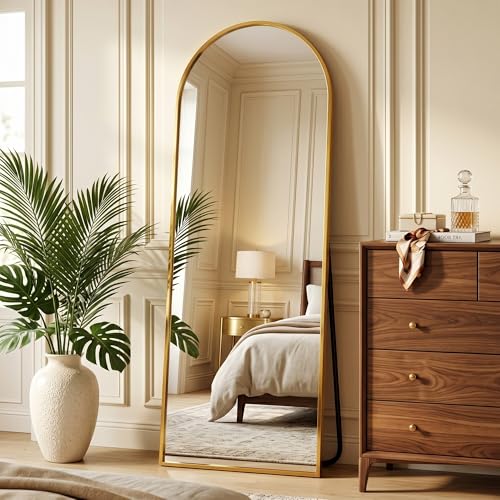 59" x 18" Arched Full Length Floor Mirror, Shatter-Proof Standing Wall Mirror