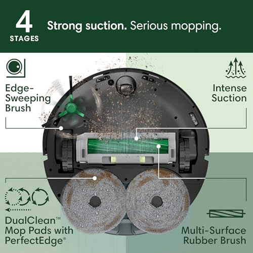 Robot Vacuum & Mop with AutoWash Dock, Heated Drying & Obstacle Avoidance