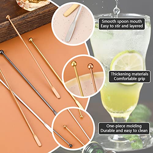 Black Stainless Steel Cocktail Stir Sticks 4Pcs 7.5'' Reusable Swizzle Sticks for Drinks