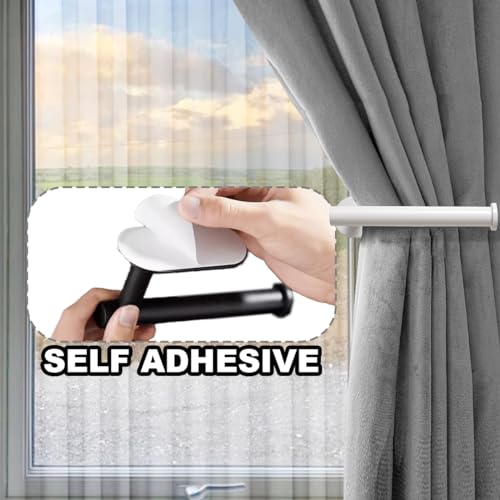 2 Pack Adhesive Curtain Holdbacks, No Drill Stainless Steel Tie Backs