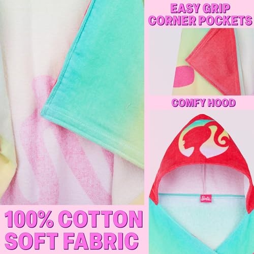 Get Trend Barbie Bath Towels with Hood for Girls, Soft Absorbent