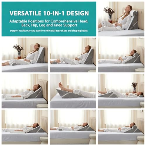 Bedluxe Orthopedic Bed Wedge Pillow Set - Adjustable Memory Foam Support