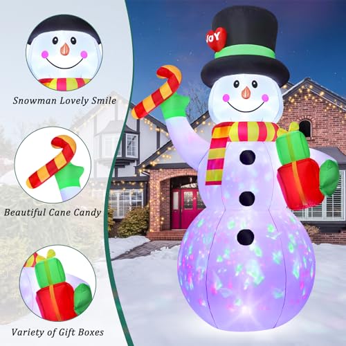 FunFanso 7FT Christmas Inflatable Snowman with Lights & Gift Holders - Outdoor Yard Decor