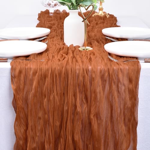 Terracotta Cheesecloth Table Runner 10ft x 3pcs - Fall Thanksgiving Wedding Decor