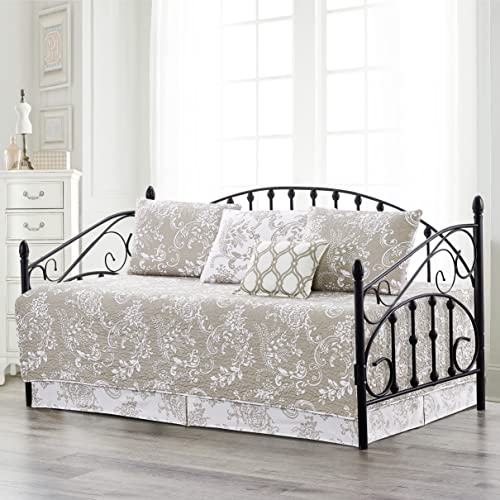 6-Piece Quilted Microfiber Daybed Bedding Cover Set - Taupe White (75" x 39")