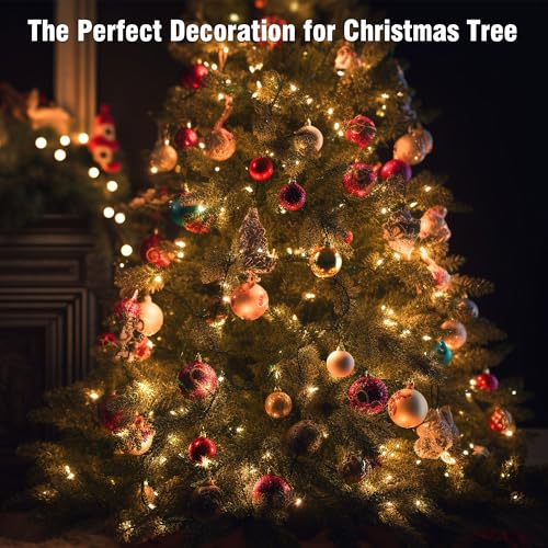 ASENEK 197ft 600LED Connectable Warm White Christmas Tree Lights with 8 Modes & 6h Timer