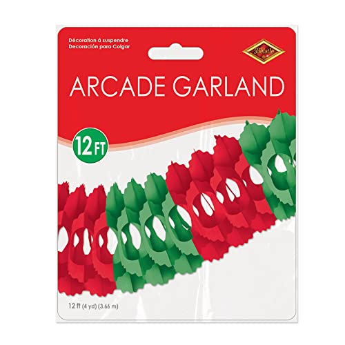 Beistle Red & Green Tissue Paper Hanging Garland Christmas Party