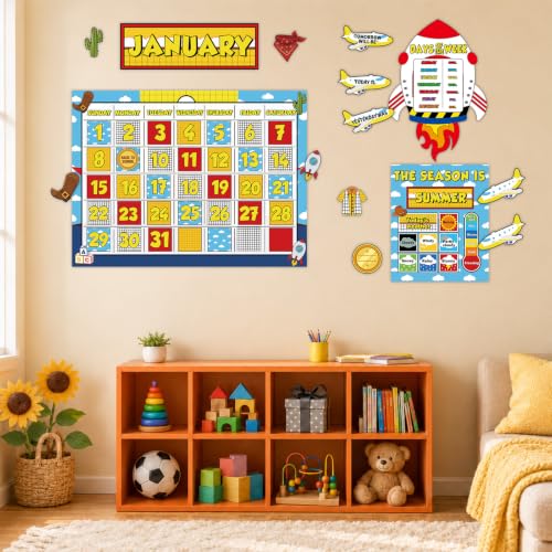 Western Cartoon Classroom Calendar Bulletin Board Set for Teachers