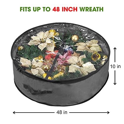 48-Inch Christmas Wreath Storage Bag Durable Oxford Container with Window