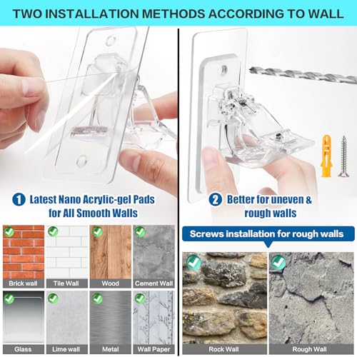 4 Pack No Drill Curtain Rod Brackets, Adhesive Heavy Duty Rod Holders