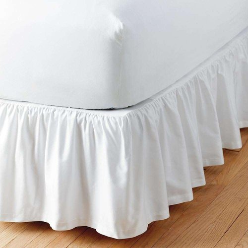 SlumberWell Queen Bed Skirt with Split Corners, Soft Microfiber, 12 Inch Drop, White Solid, Elegant Ruffled Design