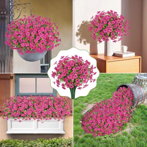 20 Bundles Fuchsia Artificial Flowers with Eucalyptus Leaves
