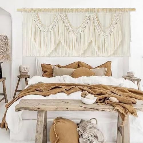 Extra Large Macrame Wall Hanging 75" x 35" Boho Hand-Woven Cotton Decor