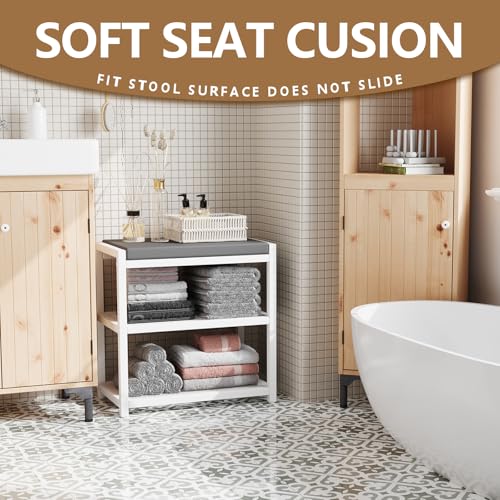 Small Shoe Bench with Cushioned Seat, 18-Inch Entryway Shoe Storage Rack