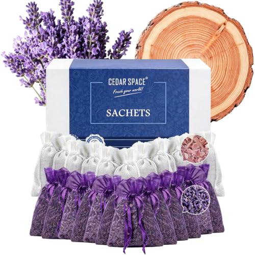 Aromatic Red Cedar and Lavender Sachets for Closets and Drawers, 24-Pack