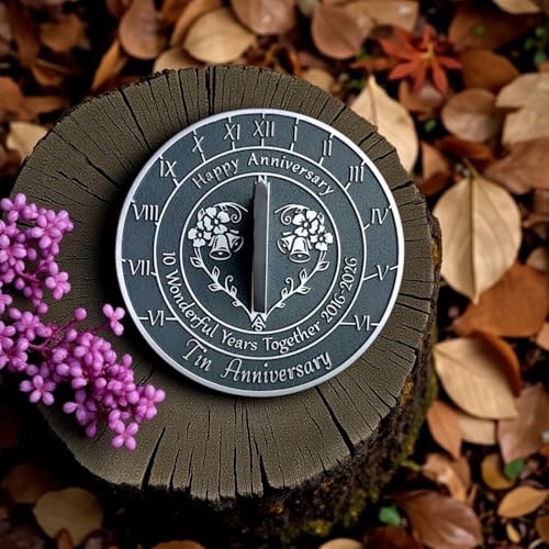 10th Anniversary Sundial Gift - Handmade Aluminum Tin Anniversary Present