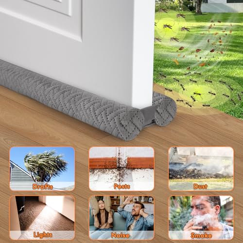 Velvet Under Door Draft Blocker - Double-Sided 30-36 Inch Door Seal