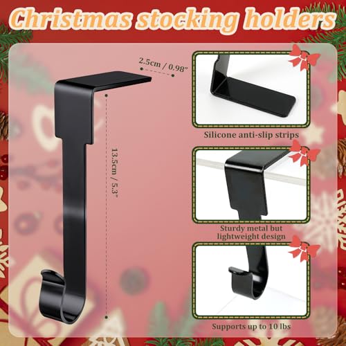 Non-Slip Christmas Stocking Holders for Fireplace Mantel - 6 Piece Set