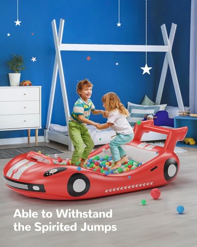 Inflatable Toddler Travel Bed with Electric Pump - Kids Racing Car Air Mattress