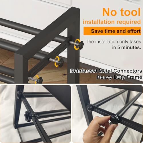 3-Tier Expandable Metal Shoe Rack, Heavy-Duty Steel Storage Organizer