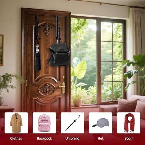 Adjustable Black Over-the-Door Wreath Hanger 15-25 in – Heavy Duty 20 lb