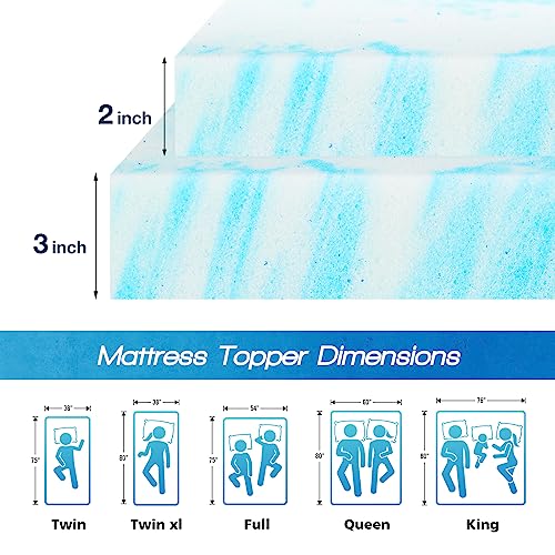 Sweetcrispy 3-Inch Cooling Gel Memory Foam Mattress Topper - Twin Size