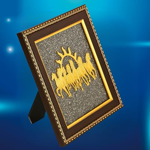 Seven Running Horses Wall Art with Pyrite Dust, Vastu Feng Shui Decor