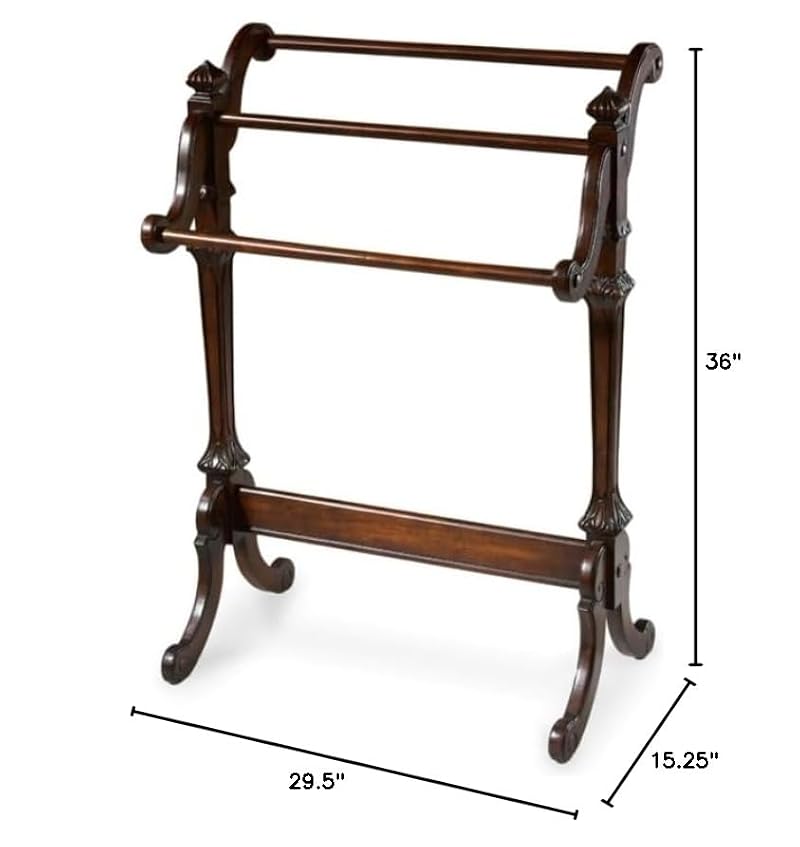 Traditional Wood Blanket Rack with Plantation Cherry Finish