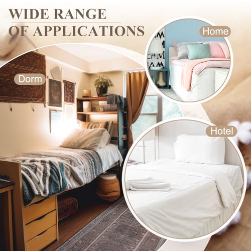 Twin XL Bed Skirt with 46 Inch Drop - White Ruffled Embroidered Microfiber