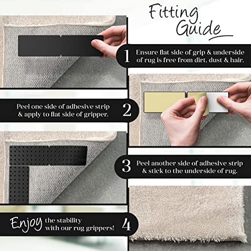 Non-Slip Rug Grippers for Carpets - Anti-Slip Mat Grips, 4 Pack