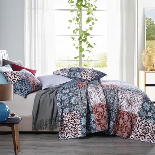 California King Quilt Set - 100% Cotton Reversible Comforter with Shams