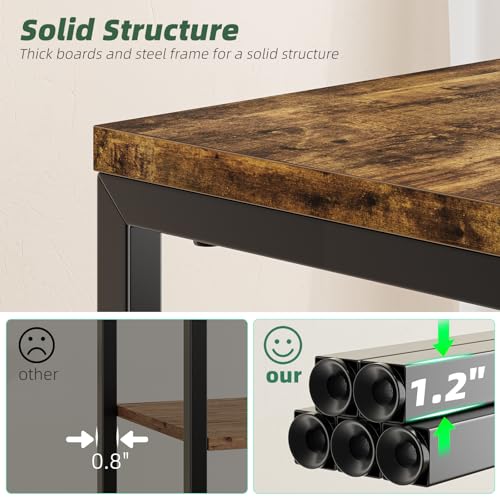 3-Tier Side Table with Storage Shelf, Rustic Brown Nightstand for Living Room