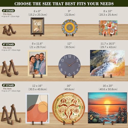 6-Inch Rustic Pine Wood Display Stand for Plates, Photos, and Books