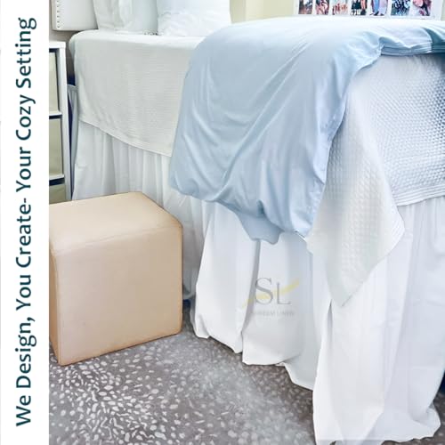 Twin XL Bed Skirt with 32 Inch Drop - Microfiber Dorm Dust Ruffle, White