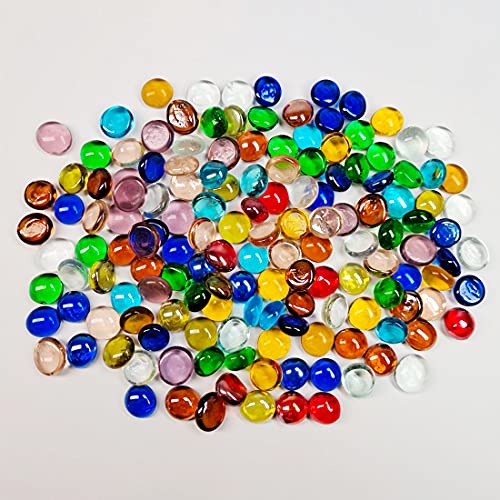 Mixed Color Mini Glass Gems (50 Pack) - Flat Bottom Beads for Vases & Crafts