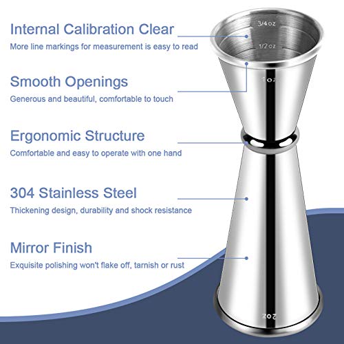 Double Cocktail Jigger, 1 oz & 2 oz Stainless Steel Japanese Measuring Tool