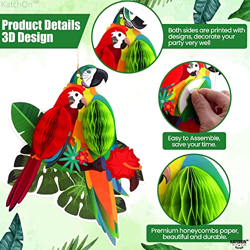 Large Tropical Bird Honeycomb Cutouts - 9x7.7 Inch Hanging Parrot Decor (6 Pack)