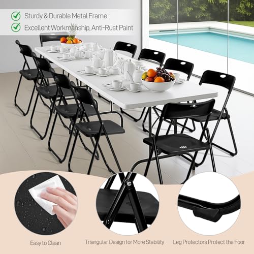 10-Piece Folding Chair Set, Lightweight Plastic Event Chairs, 300lb Capacity