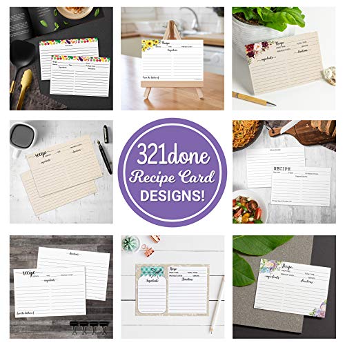 3x5 Sunflower Recipe Cards Set of 50 - Small Tan Kraft Kitchen Notes