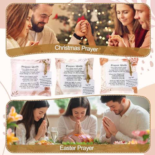 Mini Prayer Quilt Set - 6 Pocket Squares with Cross & Scripture