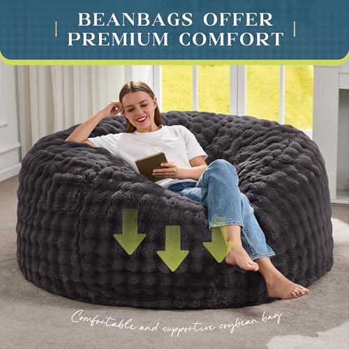 5FT Oversized Memory Foam Bean Bag Chair - Plush Washable Lounger