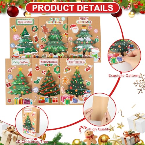 COCHIE Christmas Tree Card Making Kit - 24 DIY Holiday Greeting Cards & Decorations