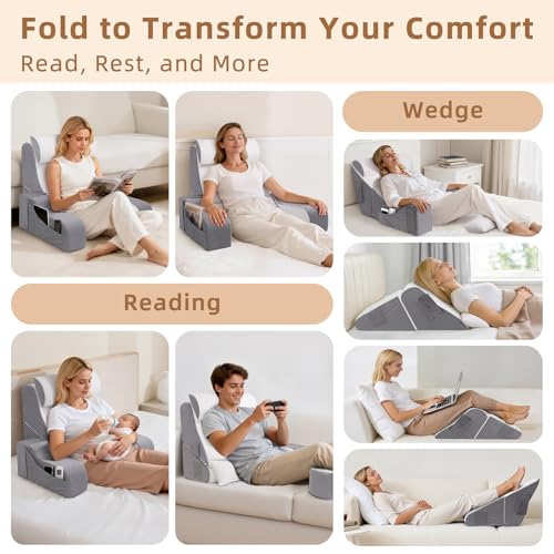 Foldable 2-in-1 Reading Pillow with Ergonomic Back Support