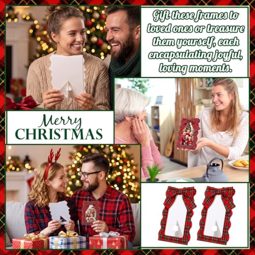 45 Pcs Scalloped Christmas Photo Frames 4x6 - Tartan Plaid Holiday Decor (Variation 45)