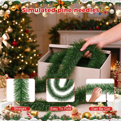 PLACHIDAY 3 Pack Christmas Garlands 16.4 ft Each - Full Evergreen Pine for Tree, Mantle, Staircase (GL-GR54-A-P1-13)